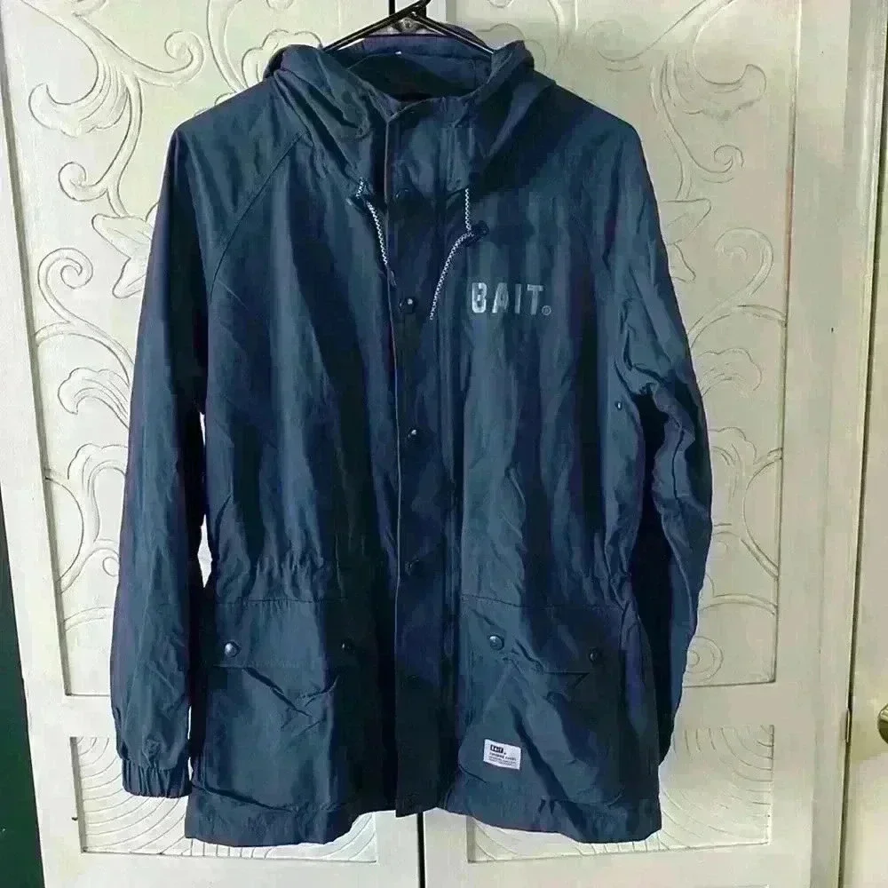 Bait Mountain Parka Windbreaker Jacket Blue Hooded Bill Gorpcore Streetwear Men